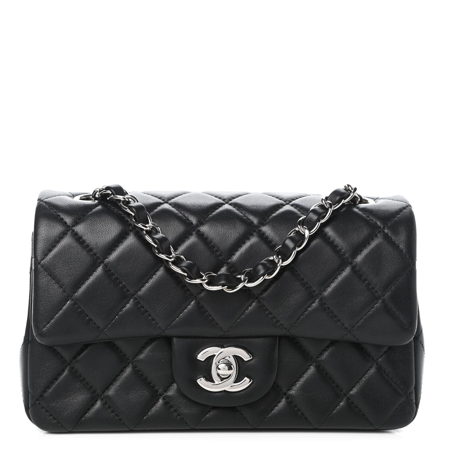 Chanel Lambskin Quilted Mini Rectangular Flap Black 1 of 8