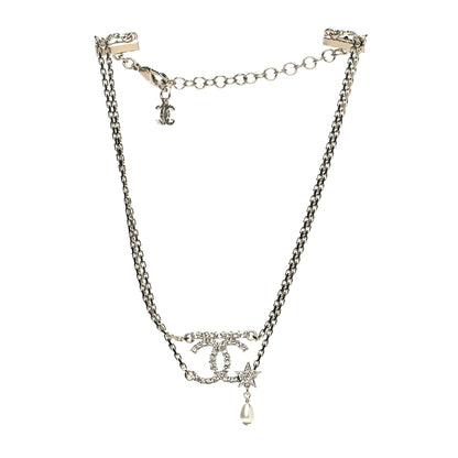 Chanel Pearl Crystal CC Star Choker Necklace Gold 3 of 5