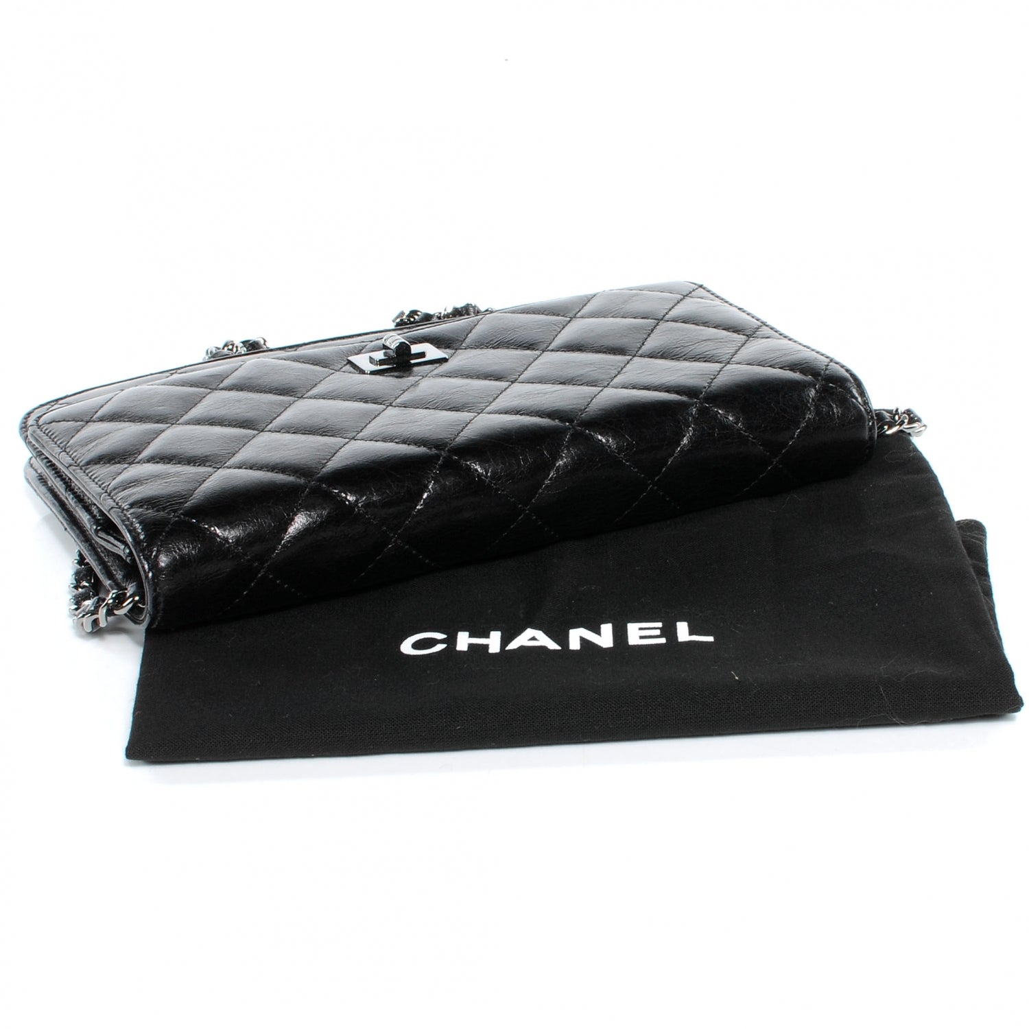 Chanel Glazed Calfskin Reissue Wallet On Chain WOC Black 5 of 9
