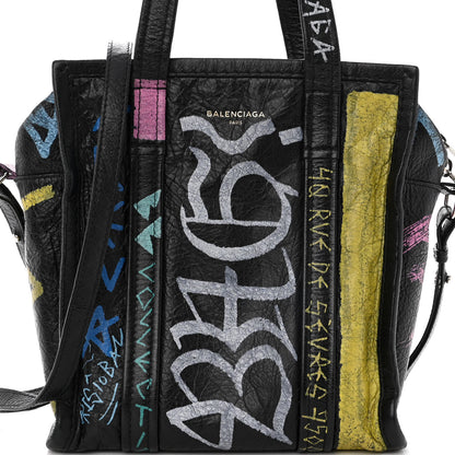Balenciaga Agneau Arena Graffiti All Over XS Bazar Shopper Tote Black Multicolor 7 of 12