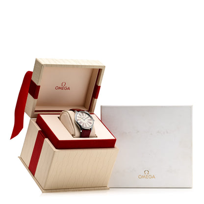 Omega Stainless Steel Alligator Diamond 36mm De Ville Tresor Quartz Watch Red 428.18.36.60.04.002 5 of 5