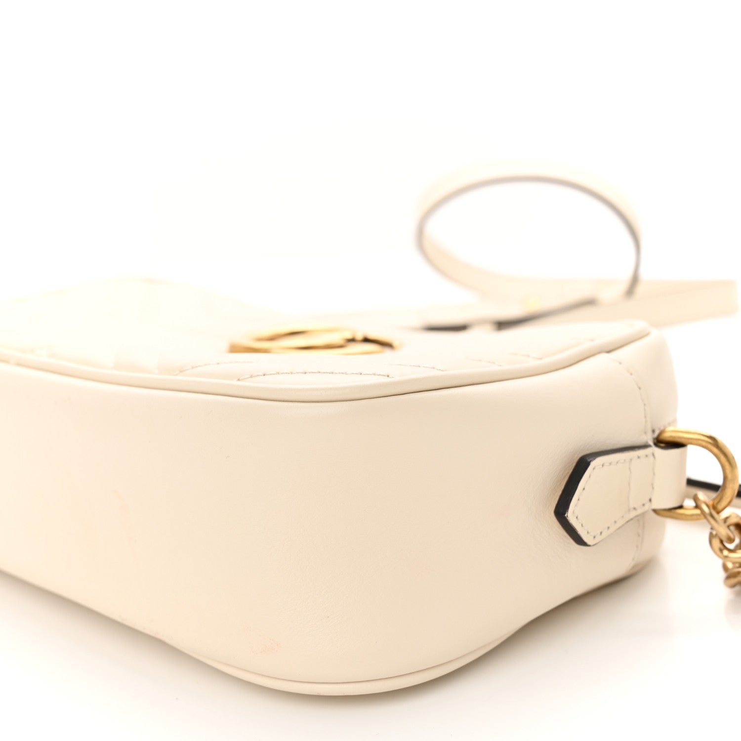 Gucci Calfskin Matelasse Small GG Marmont Chain Shoulder Bag White 10 of 10
