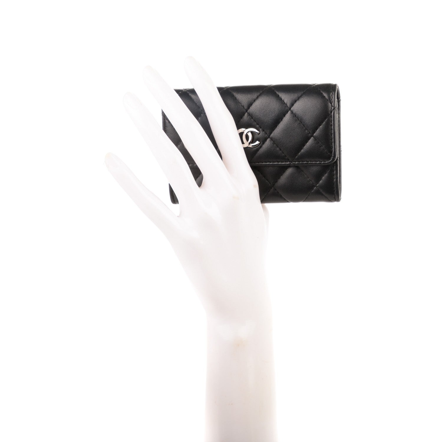 Chanel Lambskin Quilted Flap Card Holder Black 2 of 8