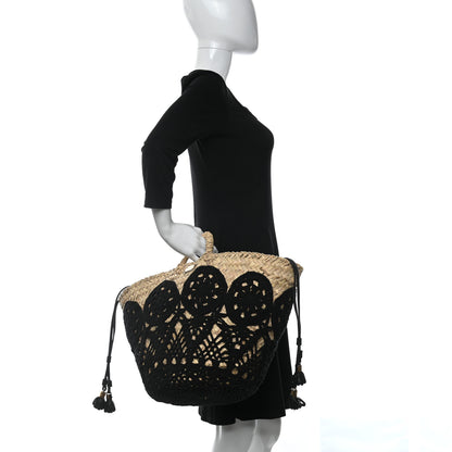 Dolce & Gabbana Woven Raffia Crochet Tote Black Multicolor 2 of 10