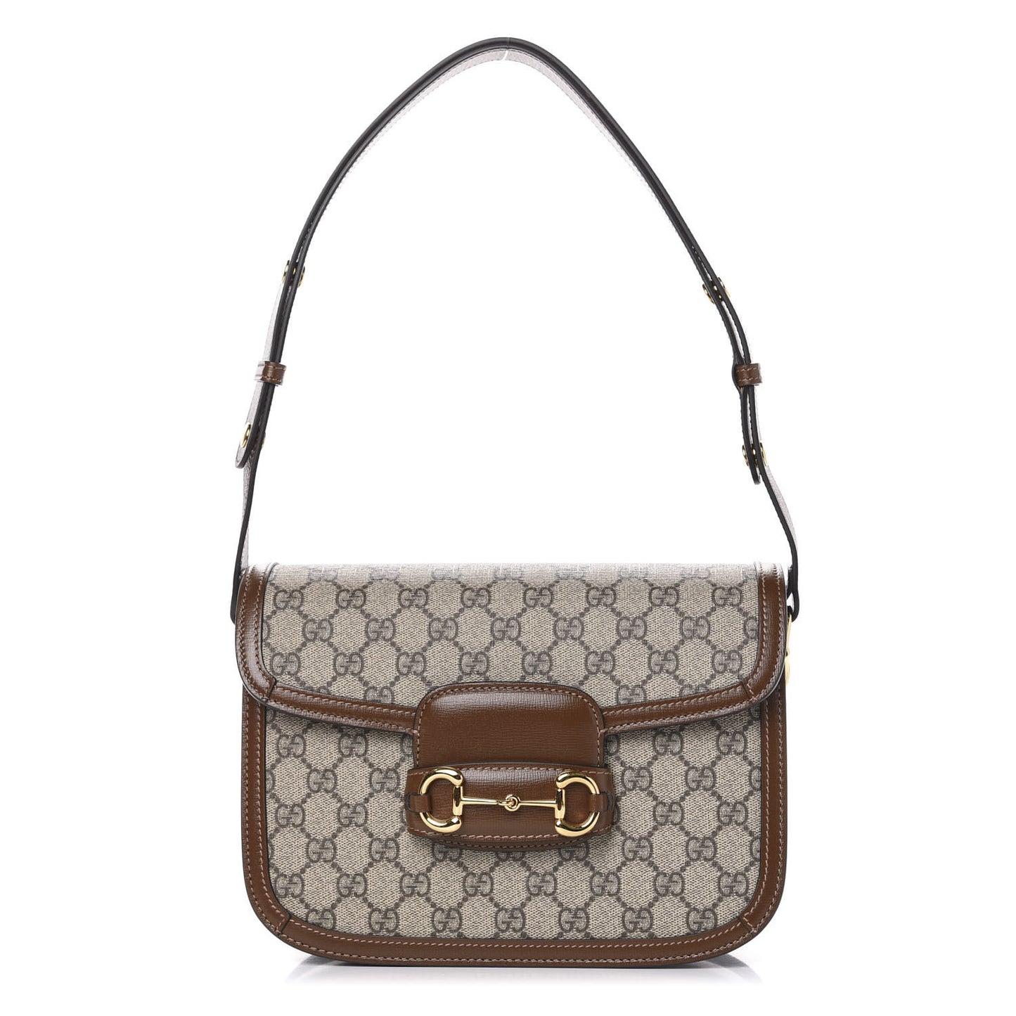 GG Supreme Monogram Horsebit 1955 Shoulder Bag Beige Brown Sugar