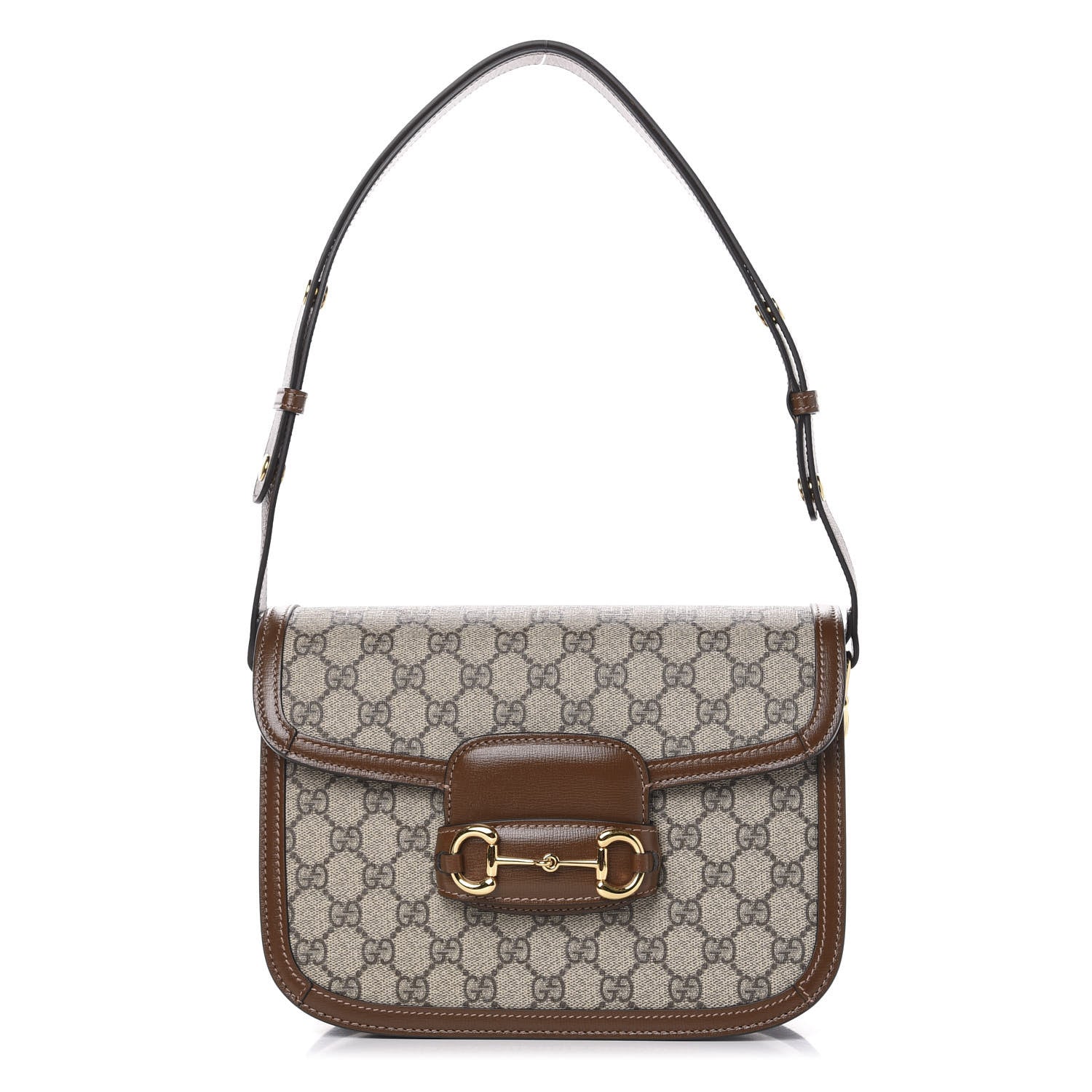 Gucci GG Supreme Monogram Horsebit 1955 Shoulder Bag Beige Brown Sugar 1 of 9