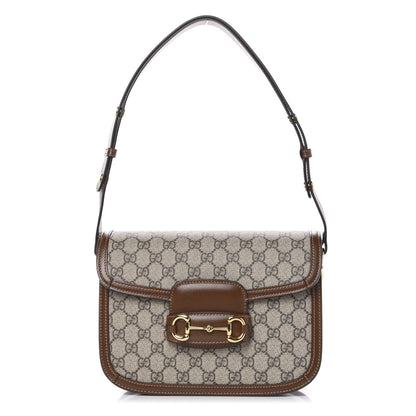 Gucci GG Supreme Monogram Horsebit 1955 Shoulder Bag Beige Brown Sugar 1 of 9