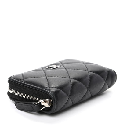 Chanel Lambskin Quilted Zip Coin Purse Black 4 of 9