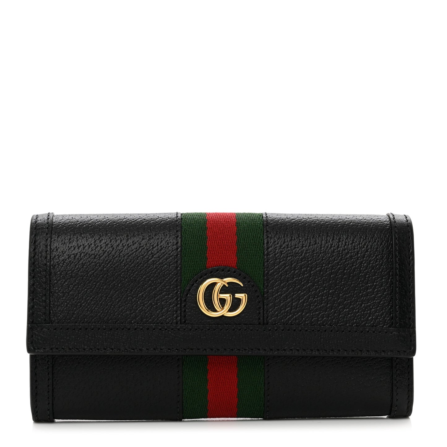 Calfskin Web Ophidia Continental Wallet Black