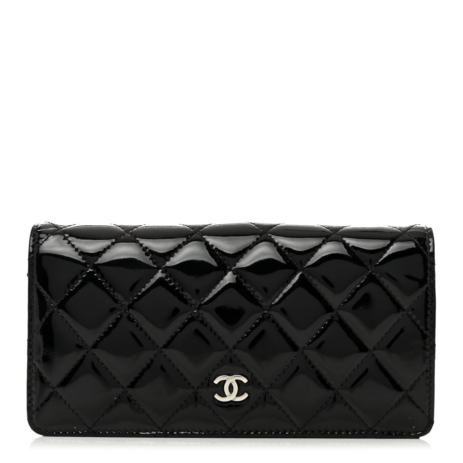 Chanel Patent Calfskin Quilted Yen Wallet Black 1 of 8