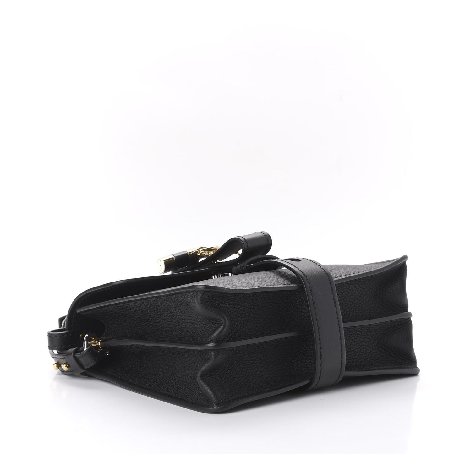 Shiny Grained Calfskin Small Aby Day Shoulder Bag Black