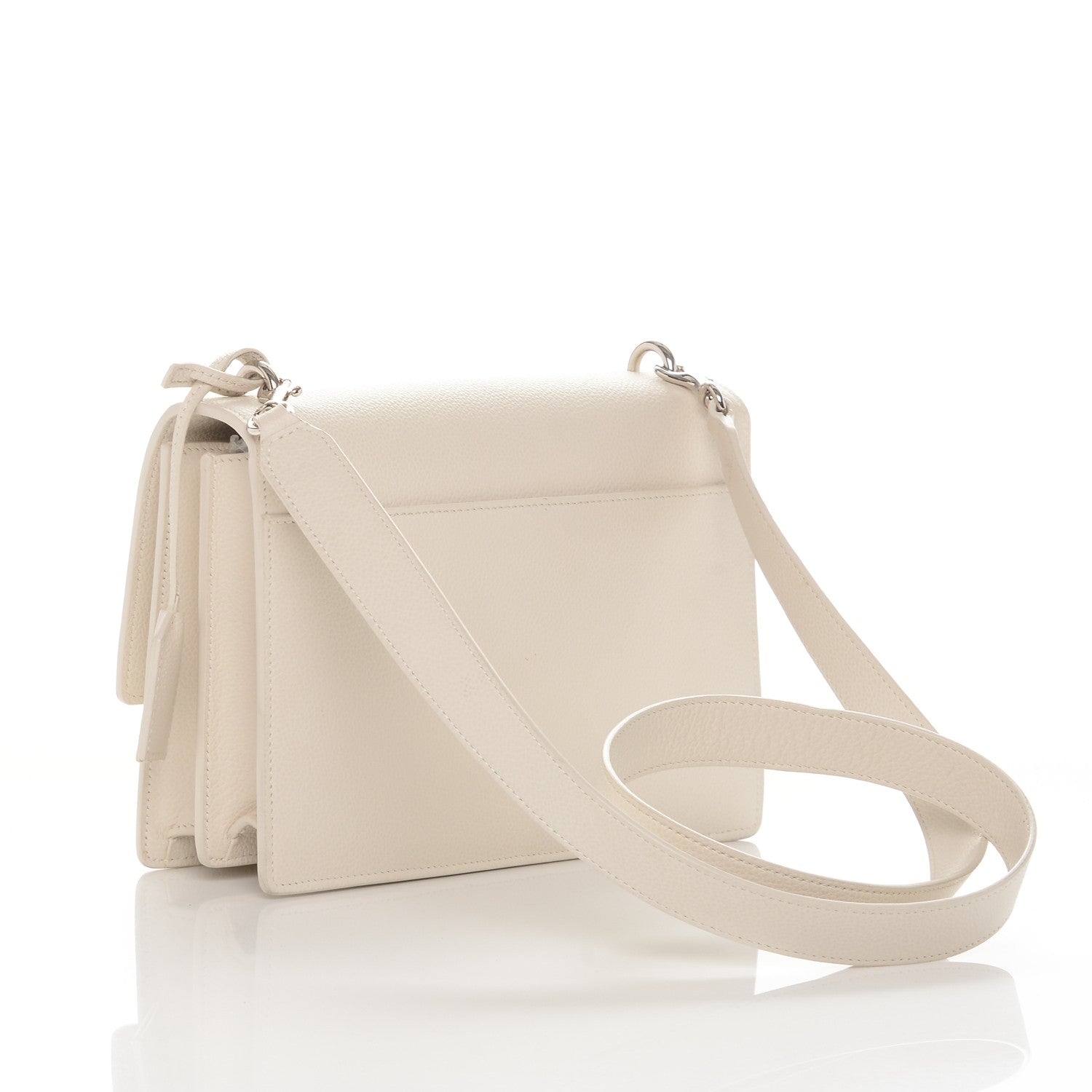 Saint Laurent Grained Calfskin Medium Monogram Sunset Dove White 3 of 6