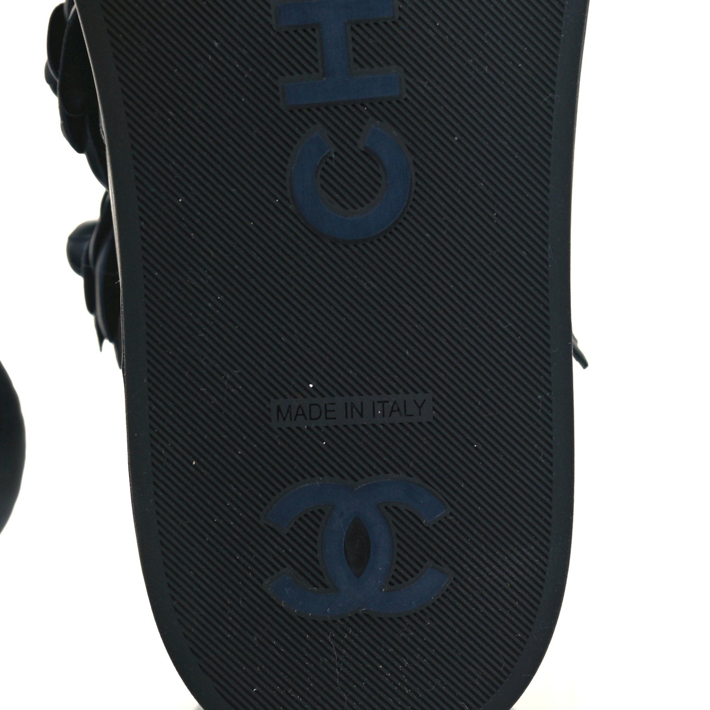 Lambskin Camellia High Top Sneakers 40 Navy