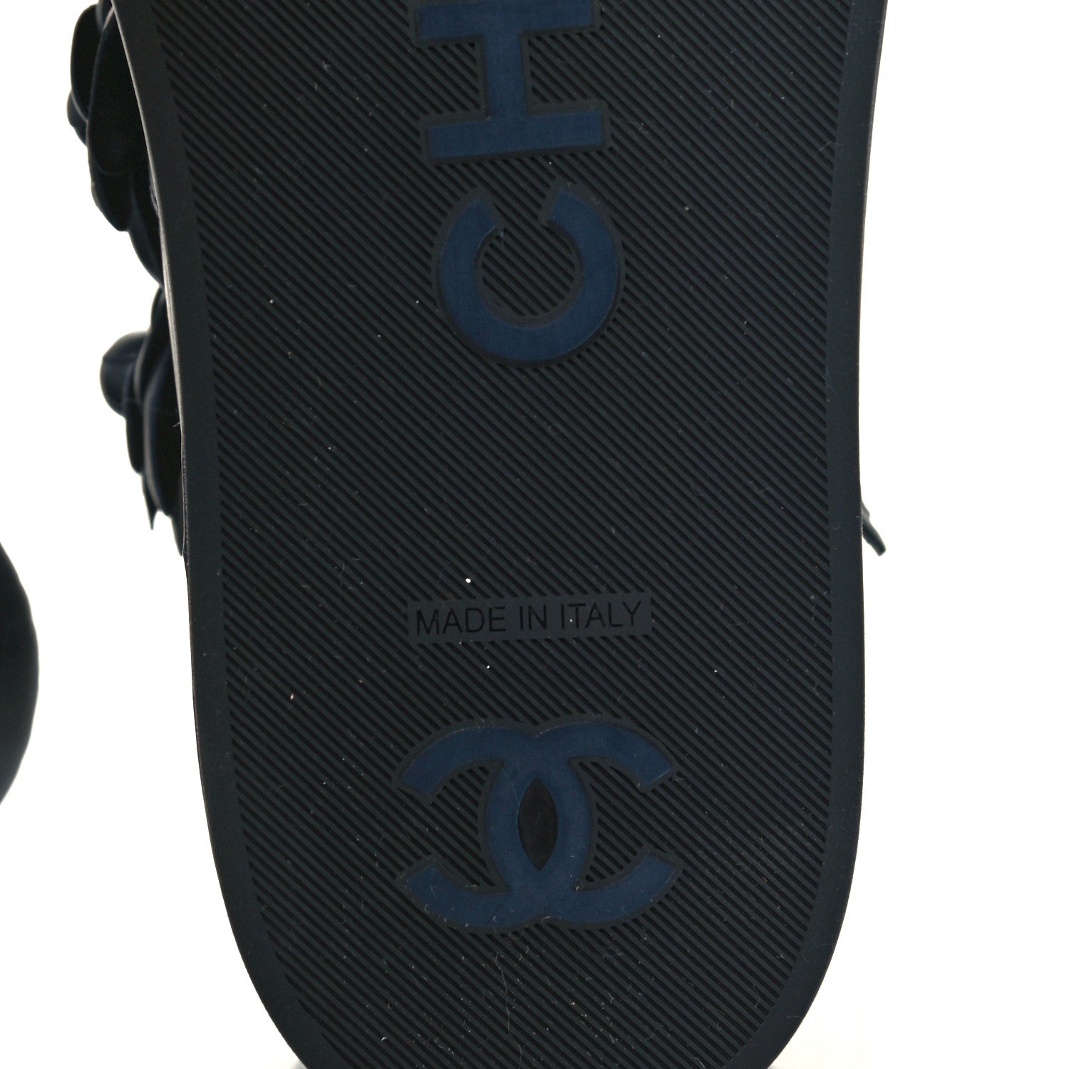 Chanel Lambskin Camellia High Top Sneakers 40 Navy 8 of 10