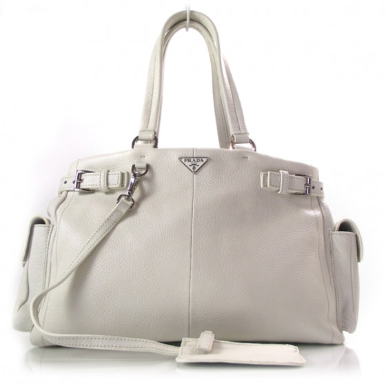 Prada Vitello Daino Tote Shoulder Bag Bianco 1 of 9