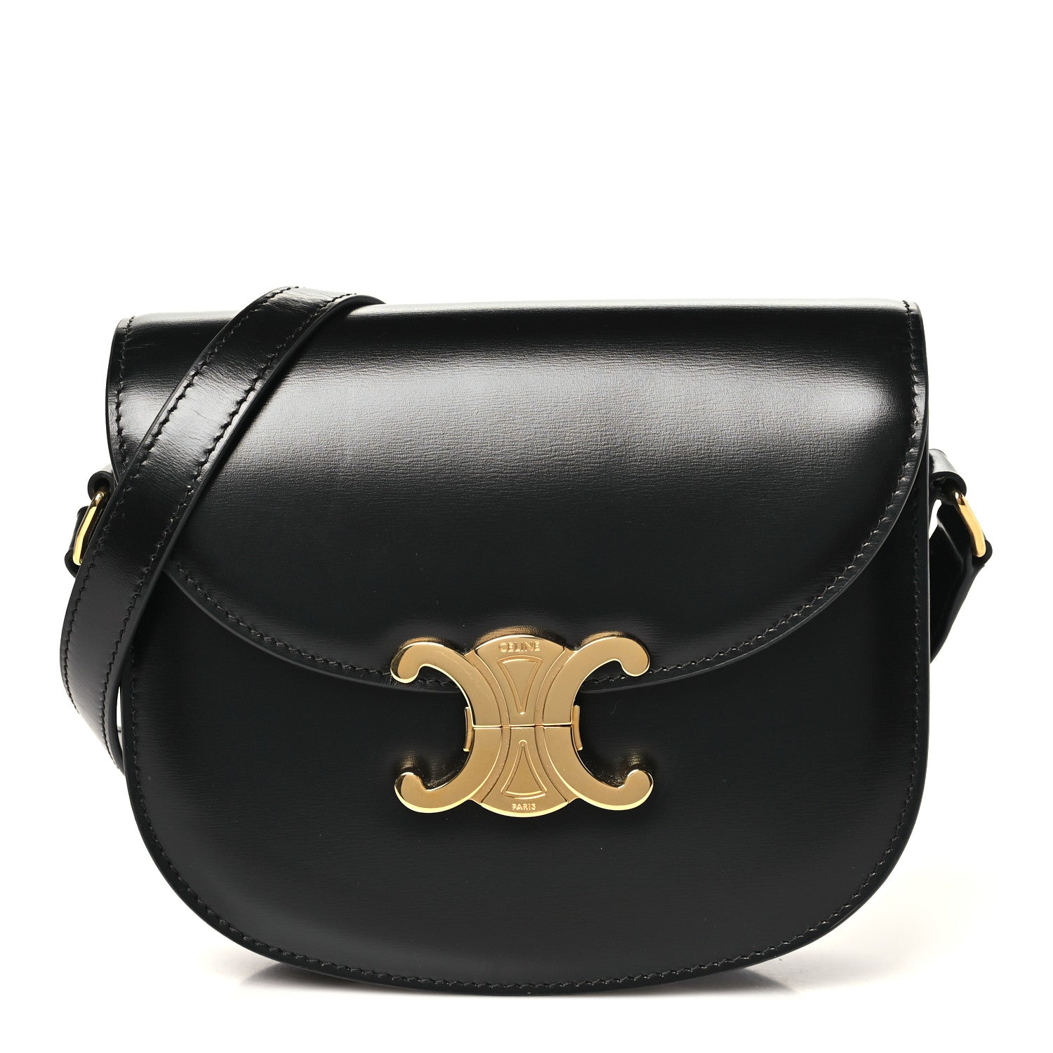 Celine Shiny Calfskin Besace Clea Triomphe Black 1 of 9