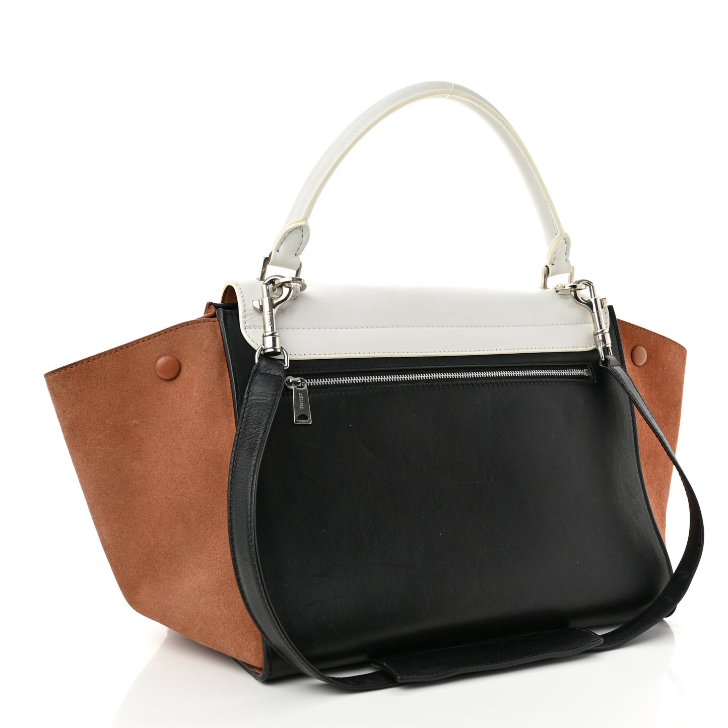 Smooth Calfskin Suede Medium Tri-Color Trapeze White