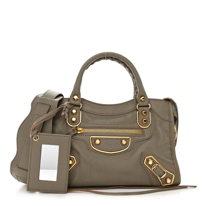 Balenciaga Chevre Gold Metallic Edge Hardware Mini City Gris Taupe 1 of 11