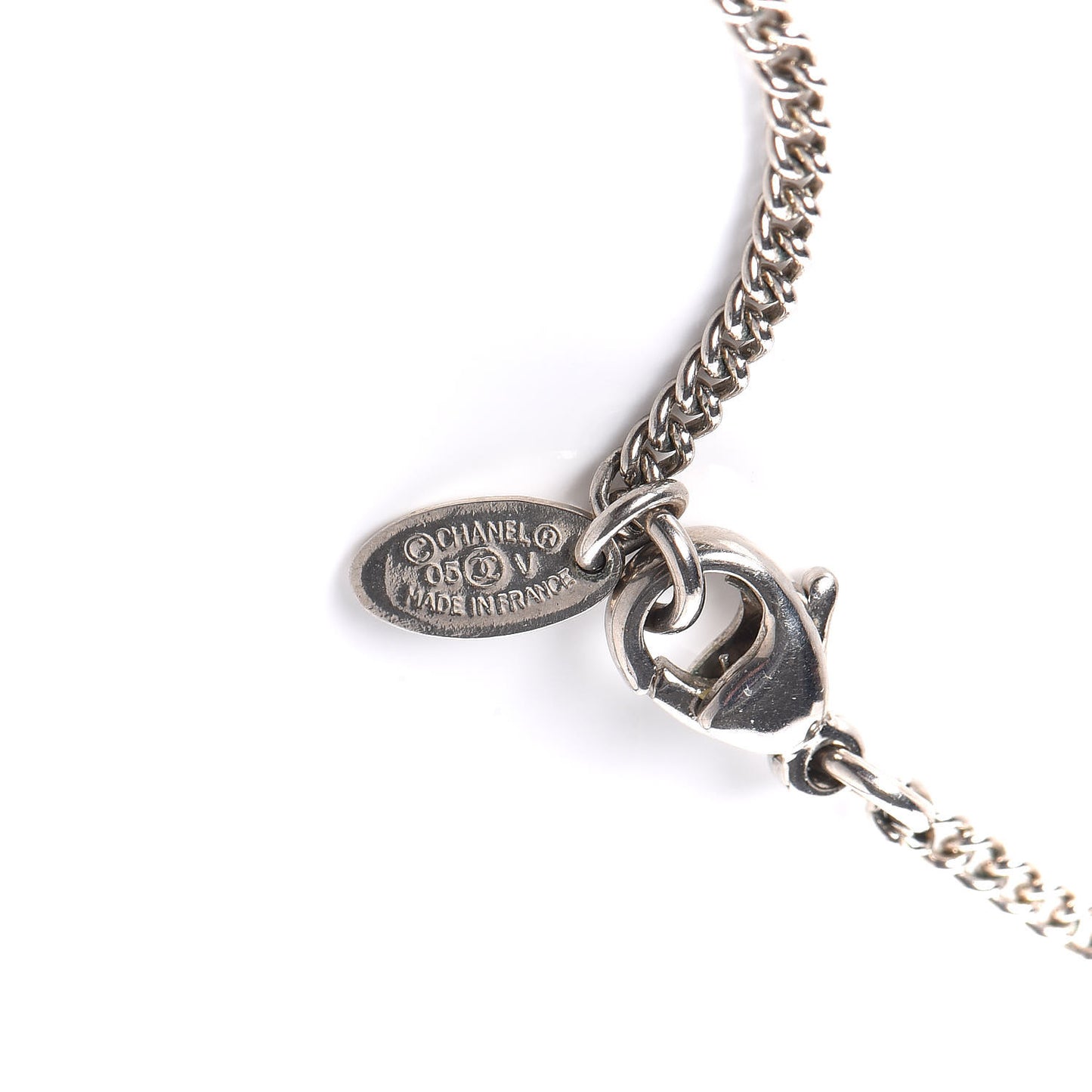 Crystal CC Pendant Necklace Silver