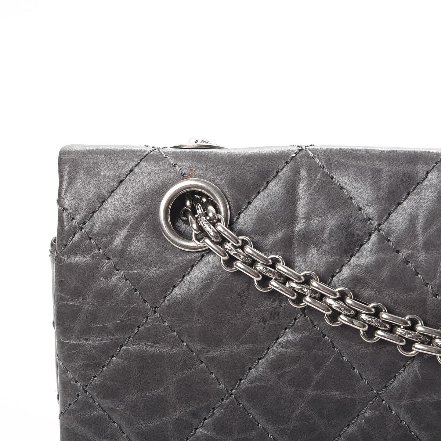 Aged Calfskin Quilted 50th Anniversary 2.55 Reissue 227 Flap Grey