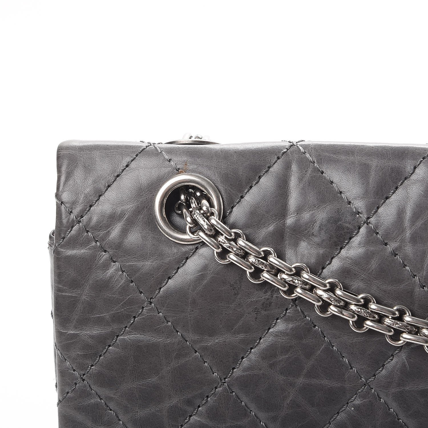 Chanel Aged Calfskin Quilted 50th Anniversary 2.55 Reissue 227 Flap Grey 12 of 17