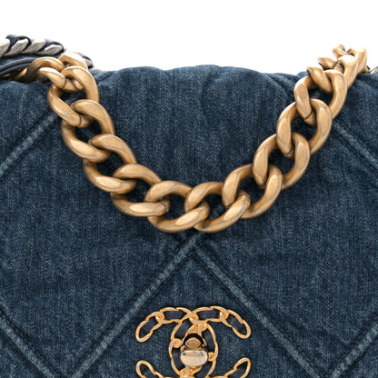 Chanel Denim Quilted Large Chanel 19 Flap Blue 8 of 10