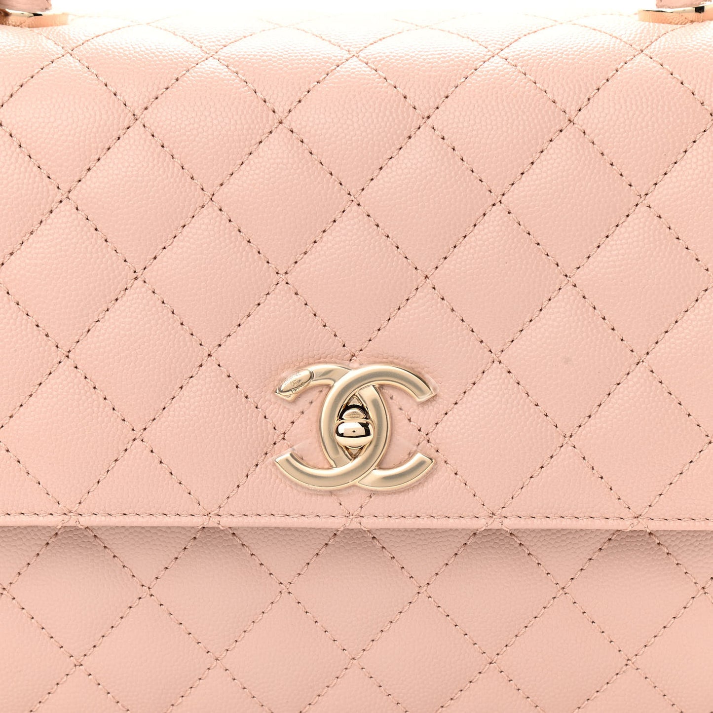 Caviar Quilted Small Coco Handle Flap Light Pink