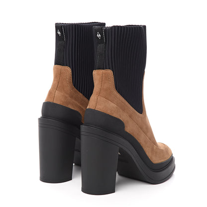 Hermes Suede Womens Vandale Ankle Boots 38.5 Brun Fume Black 4 of 7