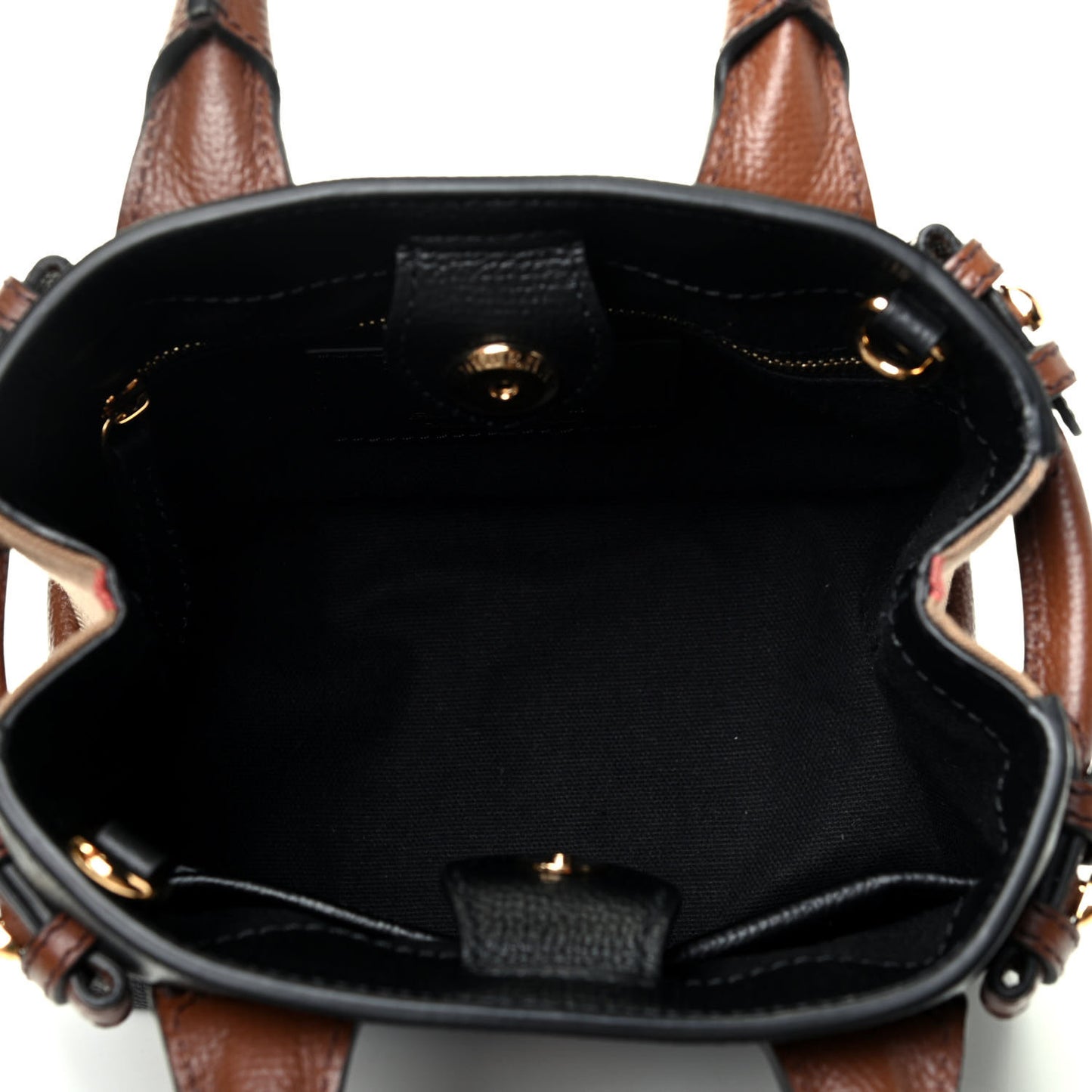 Derby Calfskin House Check Baby Banner Tote Black Tan