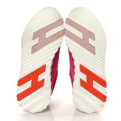 Hermes Air Mesh Suede Goatskin Bouncing Sneakers 38.5 Rose Multicolor 5 of 9