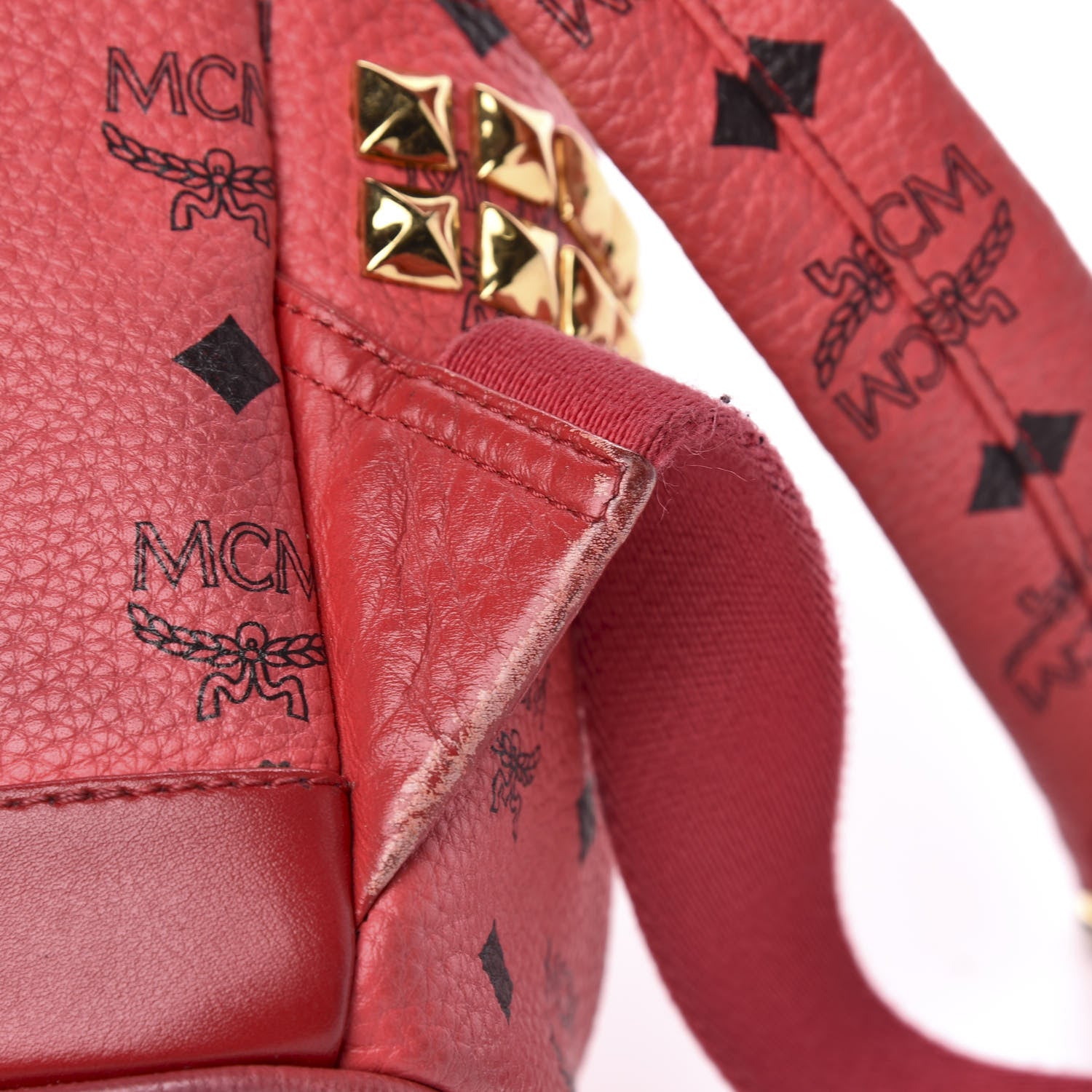 MCM Visetos Small Side Stud Stark Backpack Corail 15 of 16
