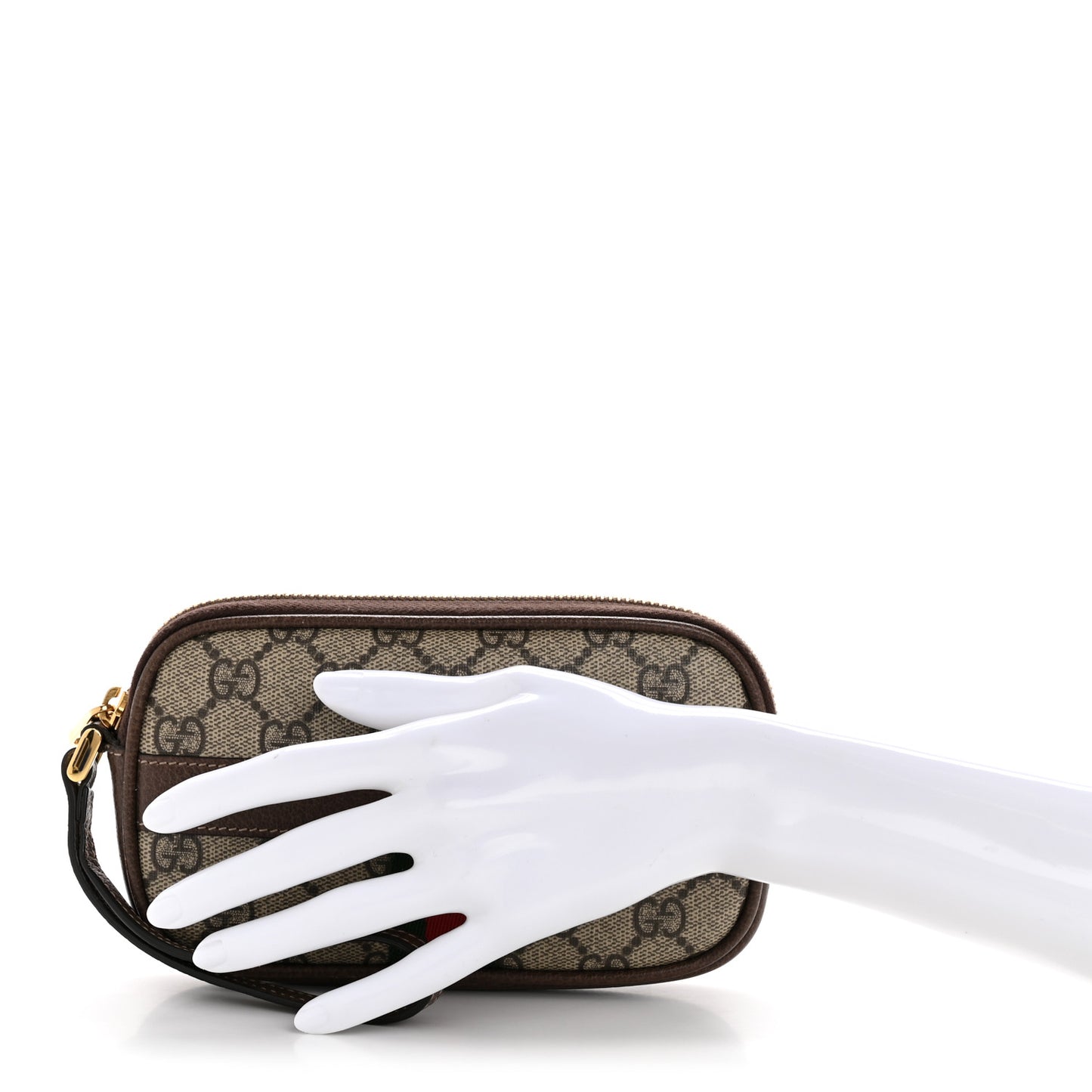 GG Supreme Monogram Ophidia Phone Case Wristlet Brown