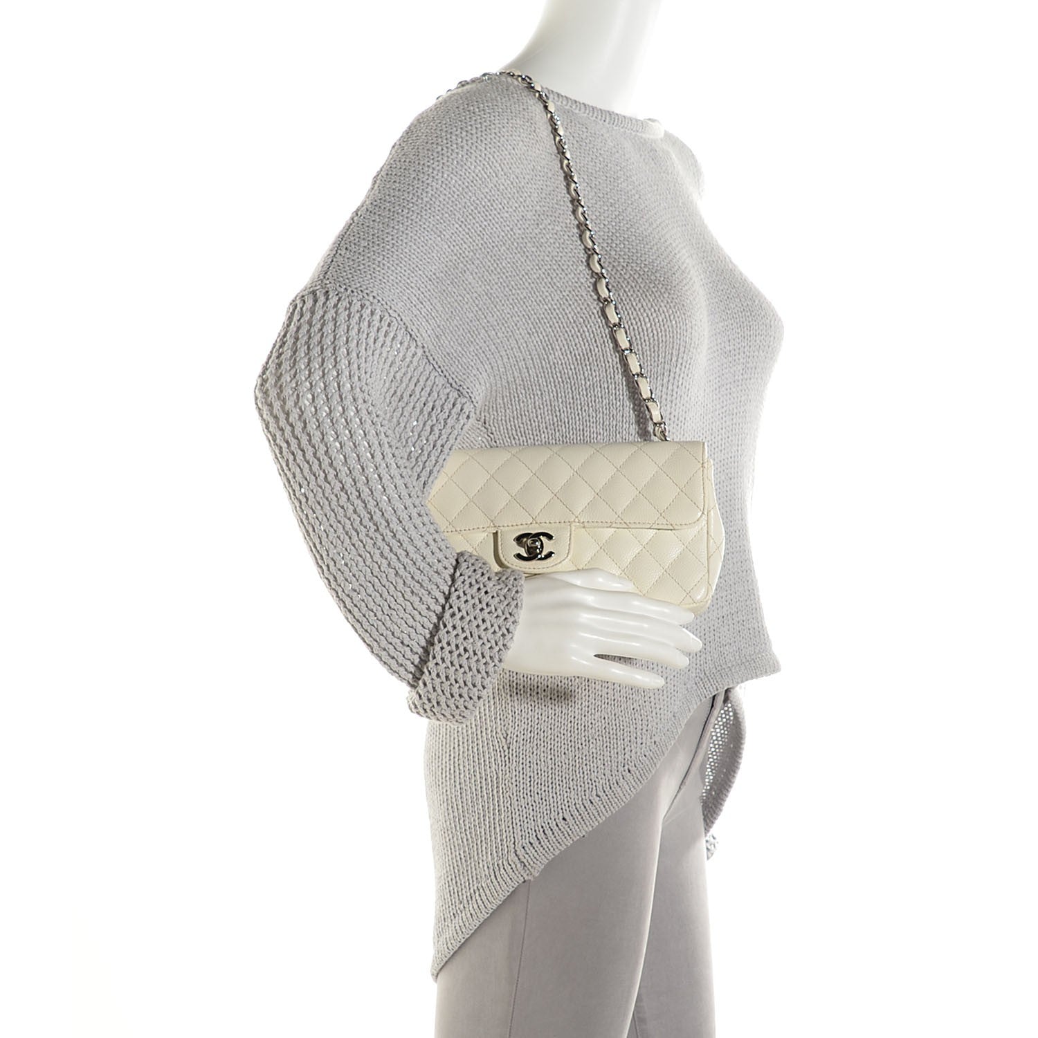 Chanel Caviar Quilted East West Flap White 2 of 8