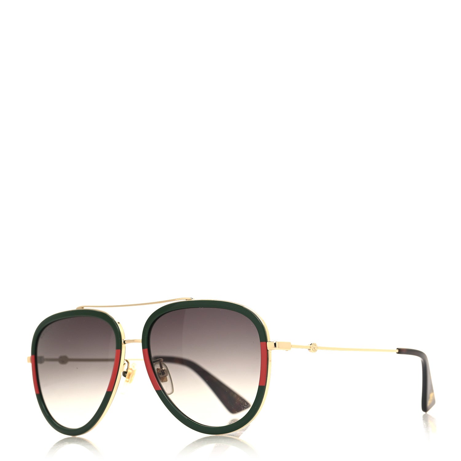 Gucci Web Aviator Sunglasses GG0062S Green Red 1 of 8