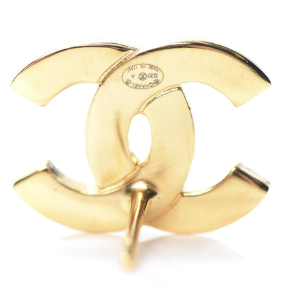 Chanel Metal CC Paris Button Stud Earrings Gold 4 of 5