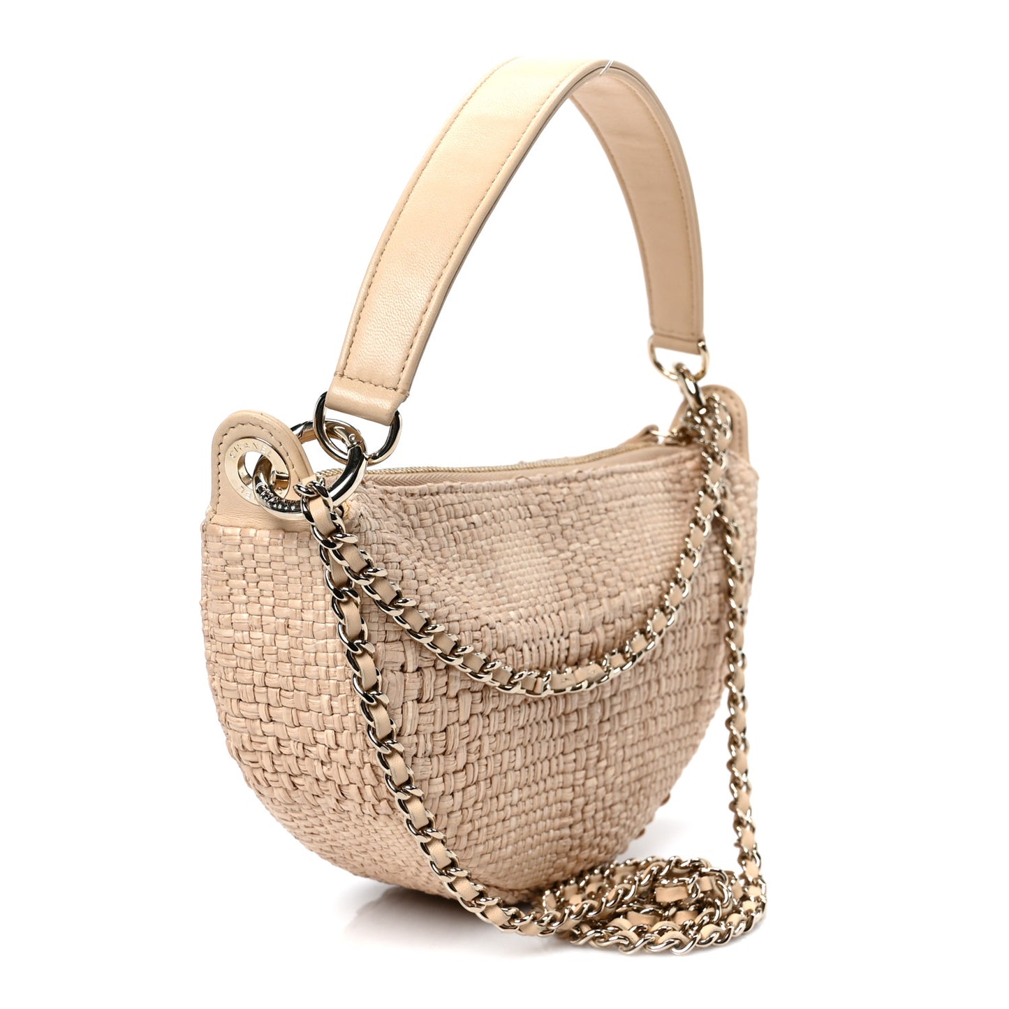 Raffia Other Shape With Chain Beige