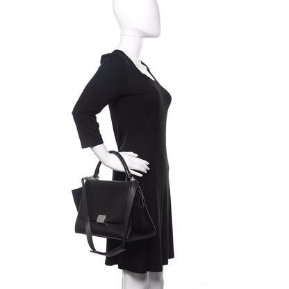 Celine Drummed Calfskin Suede Small Trapeze Black 2 of 13