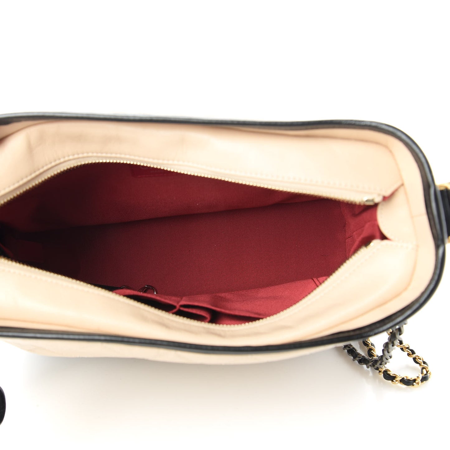 Aged Calfskin Quilted Medium Gabrielle Hobo Beige Black