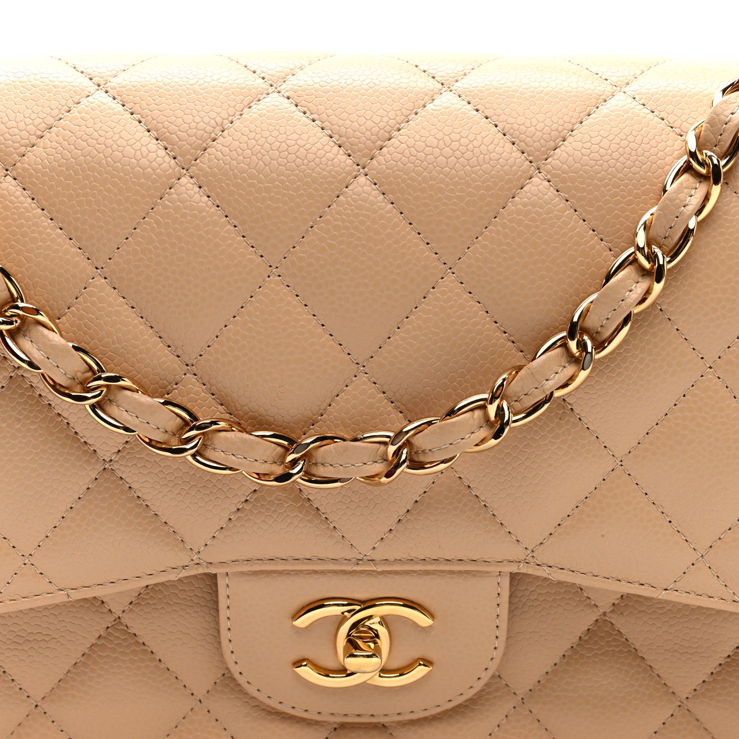 Chanel Caviar Quilted Jumbo Double Flap Light Beige 8 of 10