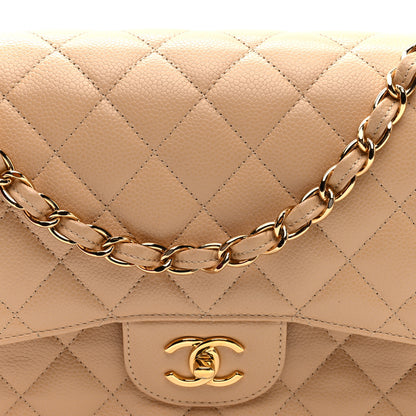 Chanel Caviar Quilted Jumbo Double Flap Light Beige 8 of 10