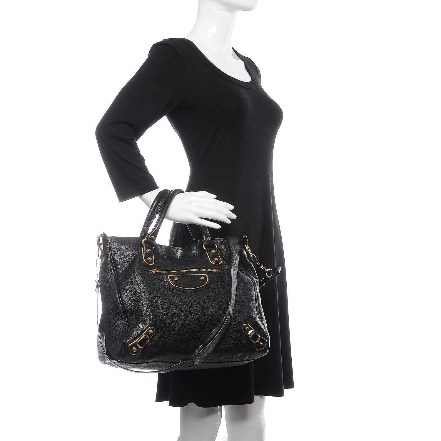 Balenciaga Chevre Gold Metallic Edge Hardware Velo Black 2 of 9