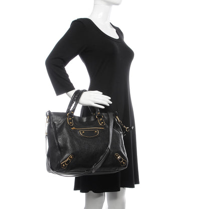 Balenciaga Chevre Gold Metallic Edge Hardware Velo Black 2 of 9