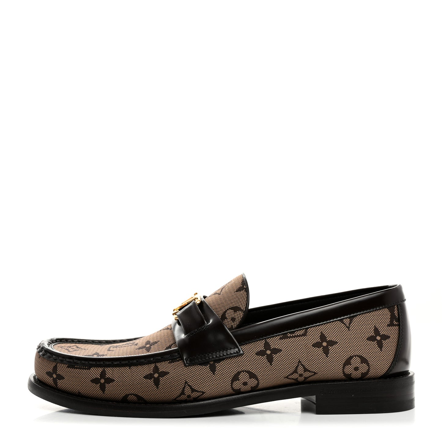 Monogram Jacquard Mens Major Loafers 8 Brown