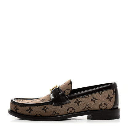 Louis Vuitton Monogram Jacquard Mens Major Loafers 8 Brown 1 of 9