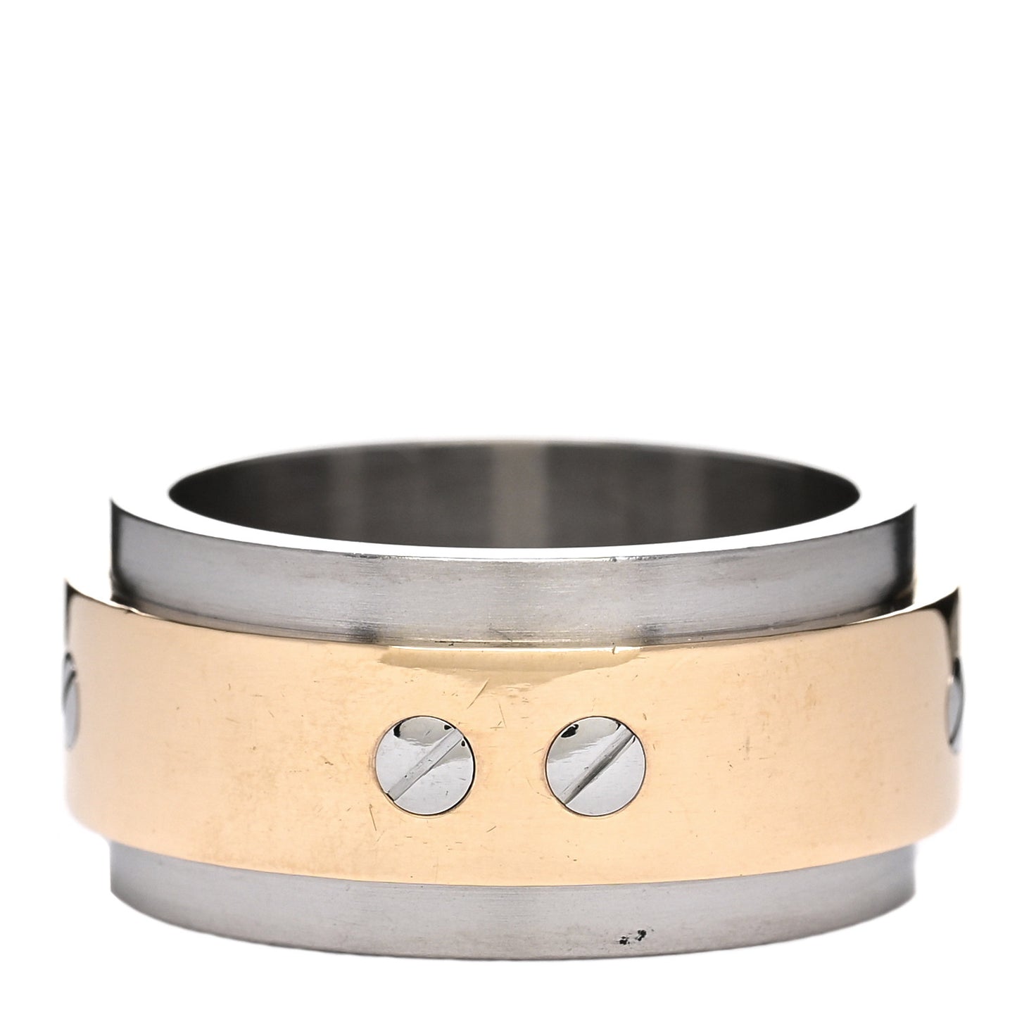 18K Yellow Gold Stainless Steel 12mm Santos Ring 63 10.5