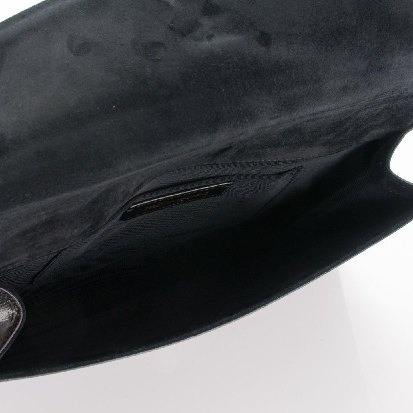 Textured Patent Classic Y Ligne Clutch Black
