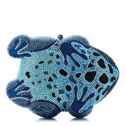Judith Leiber Crystal Frog Minaudiere Chain Clutch Blue 7 of 12