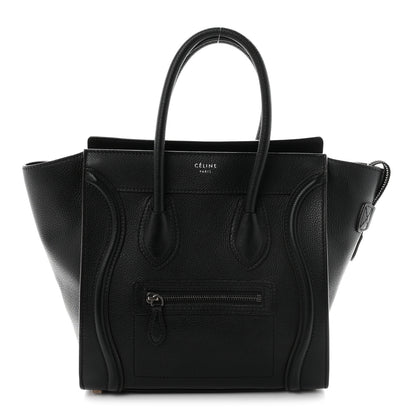 Celine Drummed Calfskin Micro Luggage Black 1 of 9
