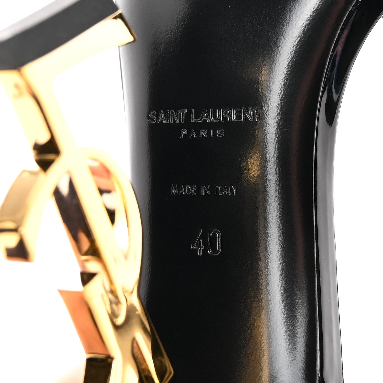 Saint Laurent Patent Calfskin Opyum 110 Sandals 40 Black Gold 6 of 10