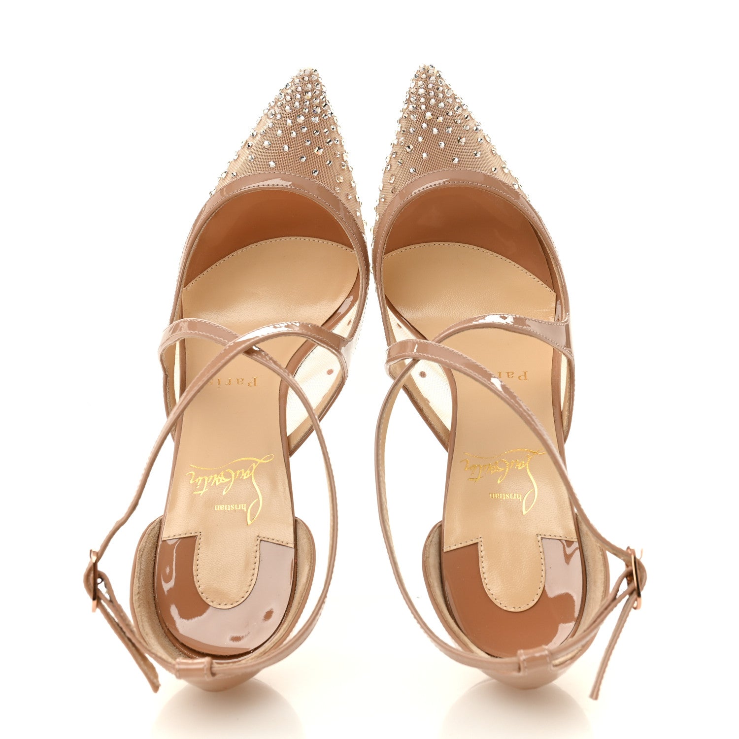 Christian Louboutin Rete Dentelle Patent Strass Twistissima 85 Pumps 36.5 Light Silk 2 of 10